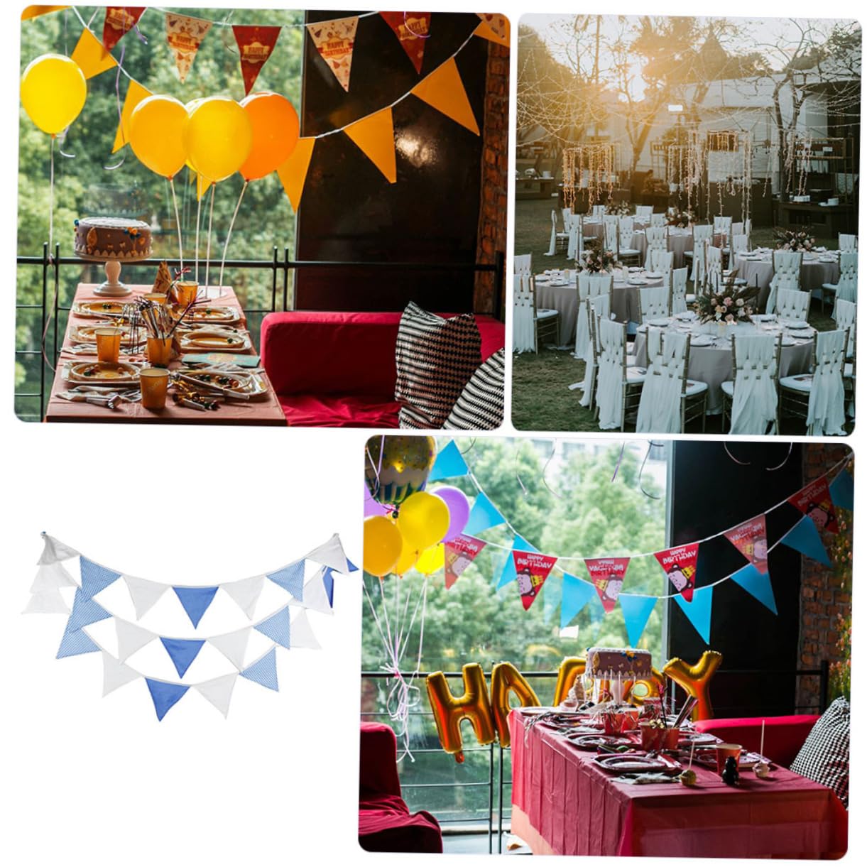 ibasenice 3 Stücke String Geburtstag Pull Flagge Stilvolle Girlande Streamer Hochzeit Party Banner Elegante Design Dekorative Flagge Für Festival