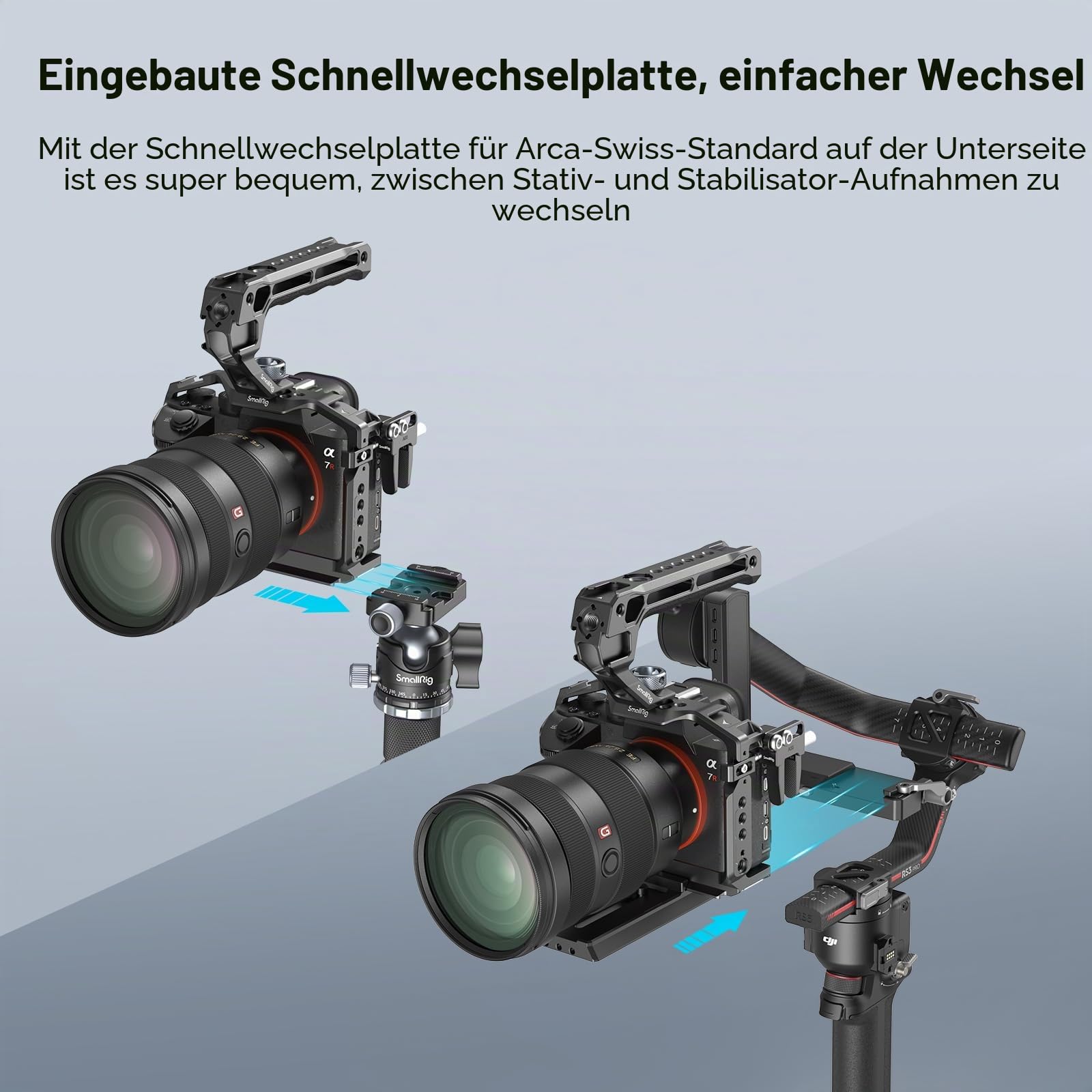 SMALLRIG A7 III / A7R III Kamerakäfig für Sony Alpha 7 III/Alpha 7R III, Aluminiumlegierung mit Schnellwechselplatte für Arca Standard, integriertem Kaltschuh, NATO-Schiene und Gewindelöchern -2087D