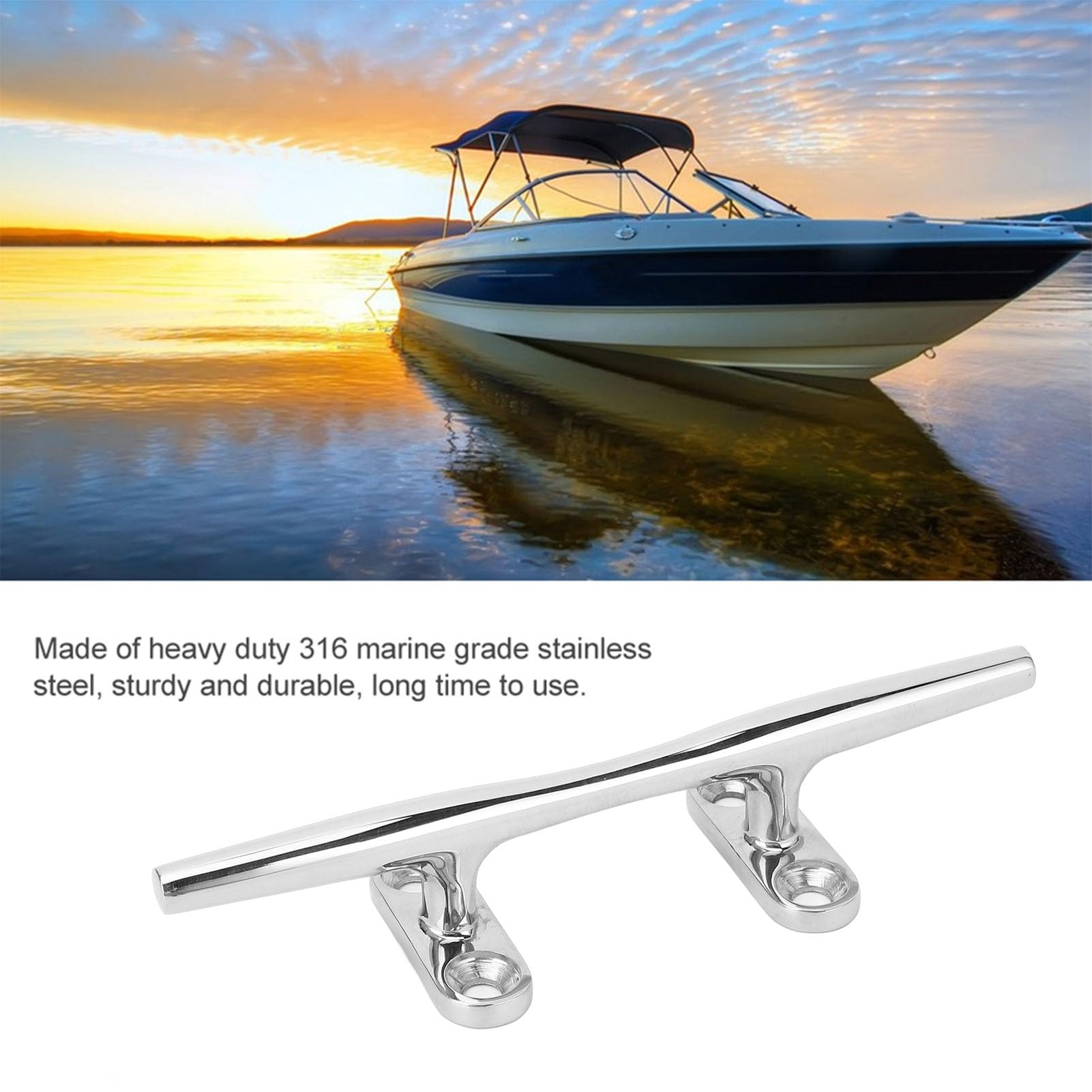 316 Stainless Steel, 6in Dock Cleat with Open Base Design for Yachts, Speedboats