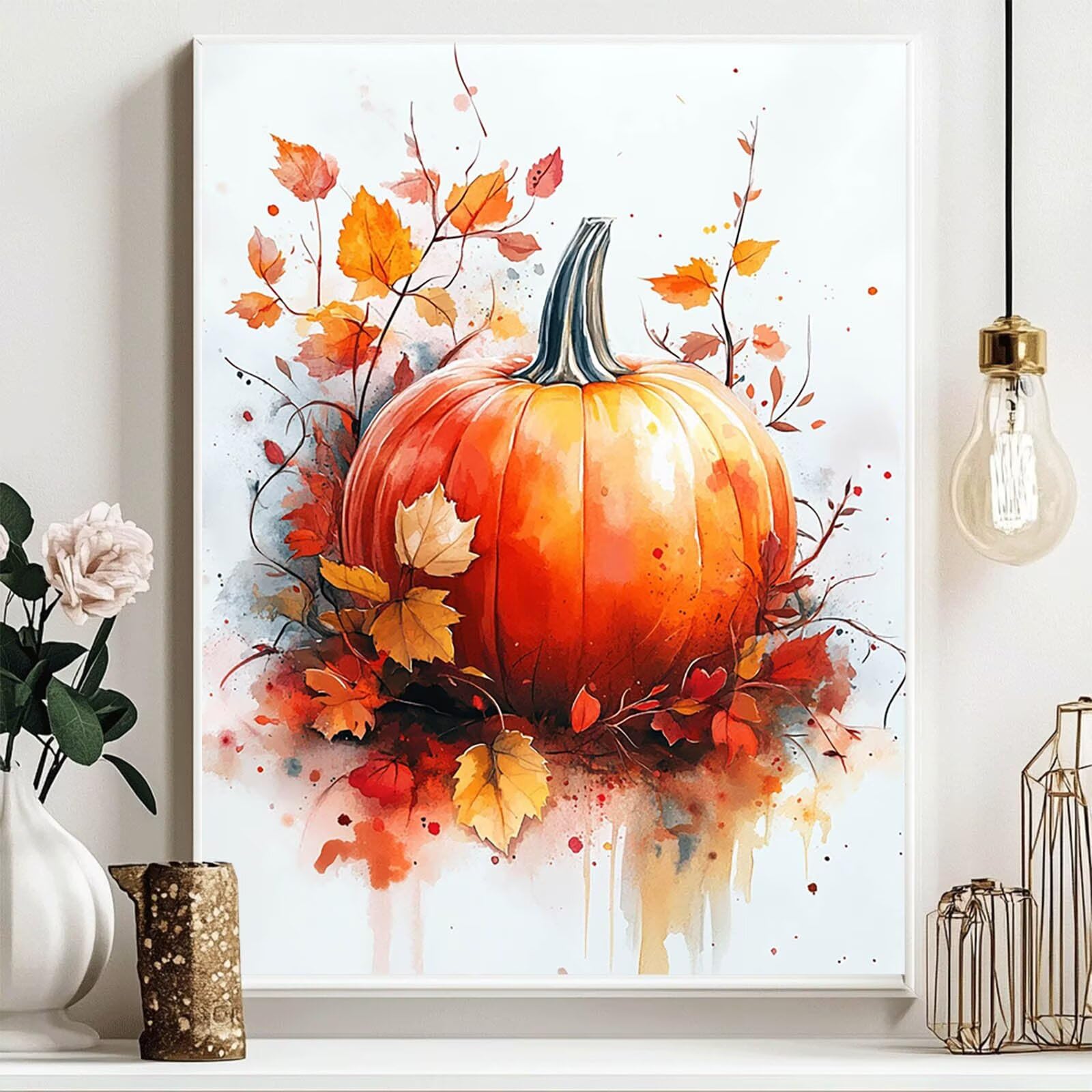 5D DIY Diament Malarstwo Dynia Diament Malarstwo Dorośli Zestaw Haft Krzyżowy Obraz Diamentowy Roślina, Diamentowe Rysunki 80x60cm Na Wiosnę Dekoracje Ścienne Prezent Kobieta THDZ02029