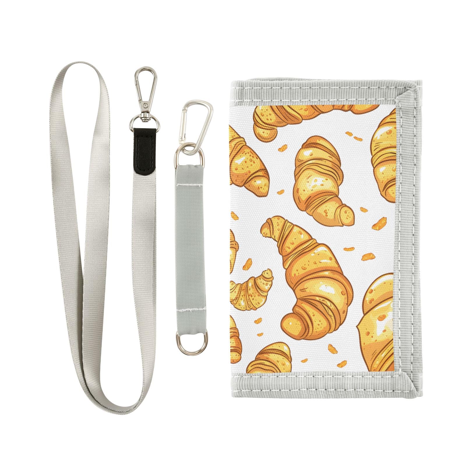 ALAZA Kids Wallets for Boys Girls Toddler Trifold Wallet Children Small Croissants Bread with Zipper Coin Pocket