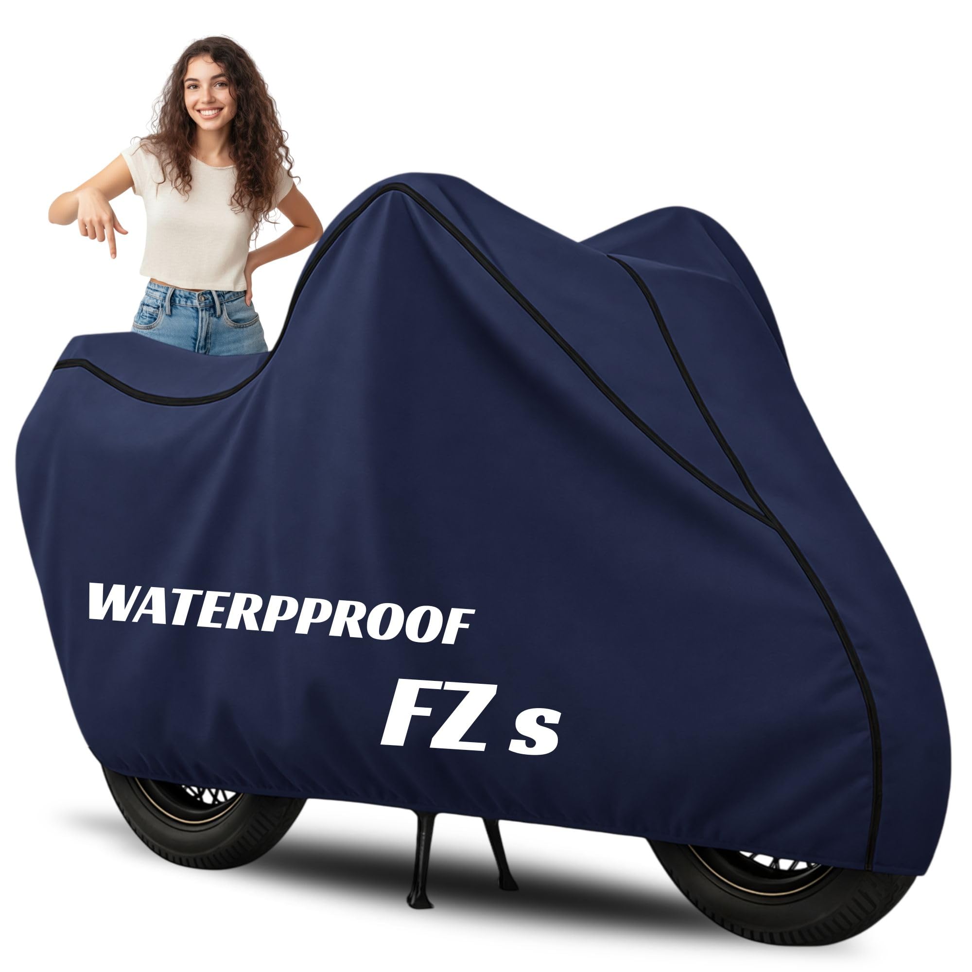 100% Waterproof FZ S Bike Cover | Polyester Body Cover for Rain & Sun | UV Protection, Dustproof, Scratch Resistant, Windproof, Heat Resistant, Vehicle Specific Fit (Blue)-picture-13