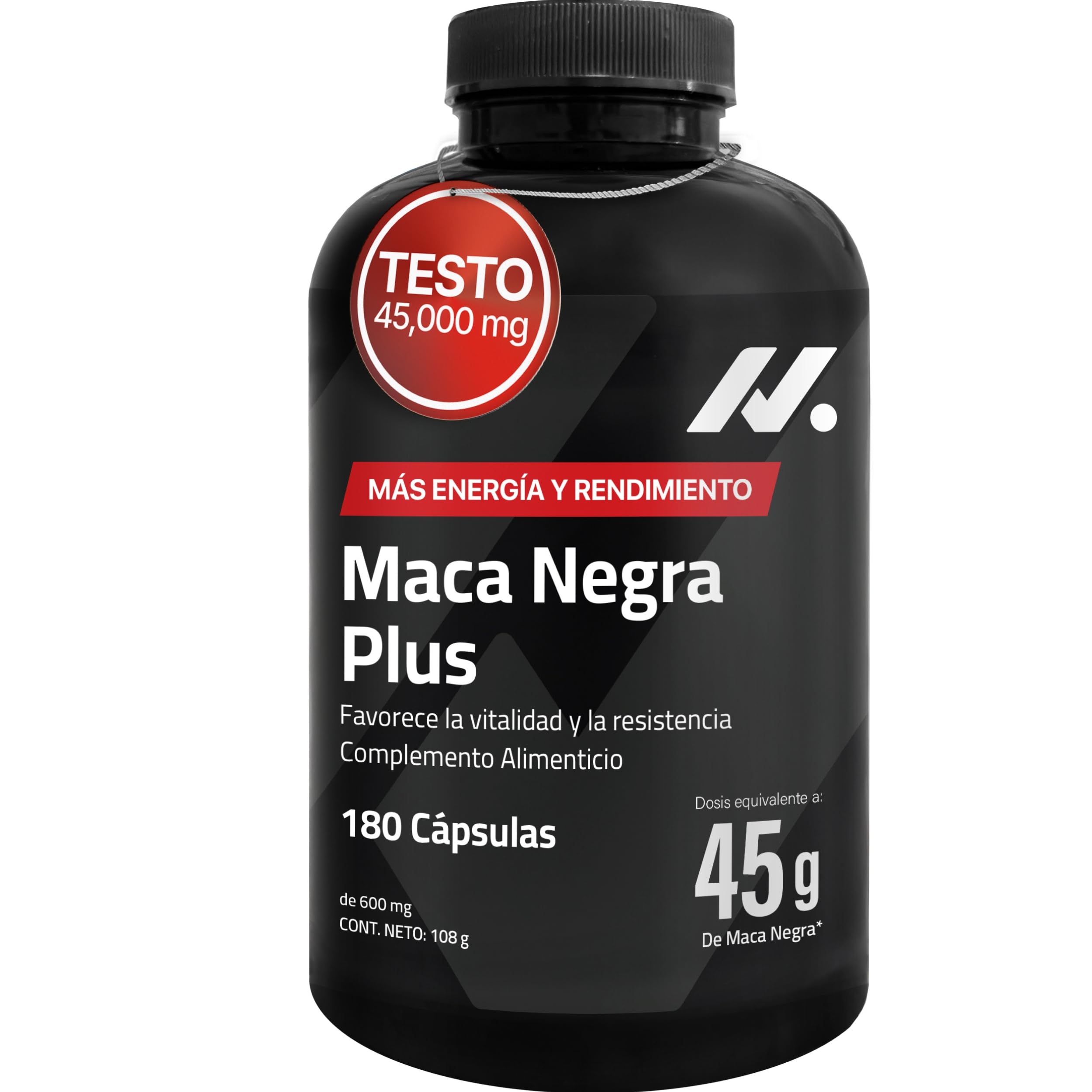 Maca Negra Alta Dosis – 45.000 mg Equivalente (Extracto 100:1) con Zinc, Calcio, Vitamina B6, L-Arginina y Taurina – 180 Cápsulas Veganas de Maca – Sin Cafeína, Sin Gluten ni Lactosa, Vegano – Nyvos