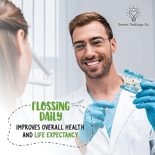 Miniatura 3 de Palillos de hilo dental biodegradables, 100 unidades, 2 paquetes  Hilo dental ecológico con sabor a hierbabuena sostenible con sabor a menta para