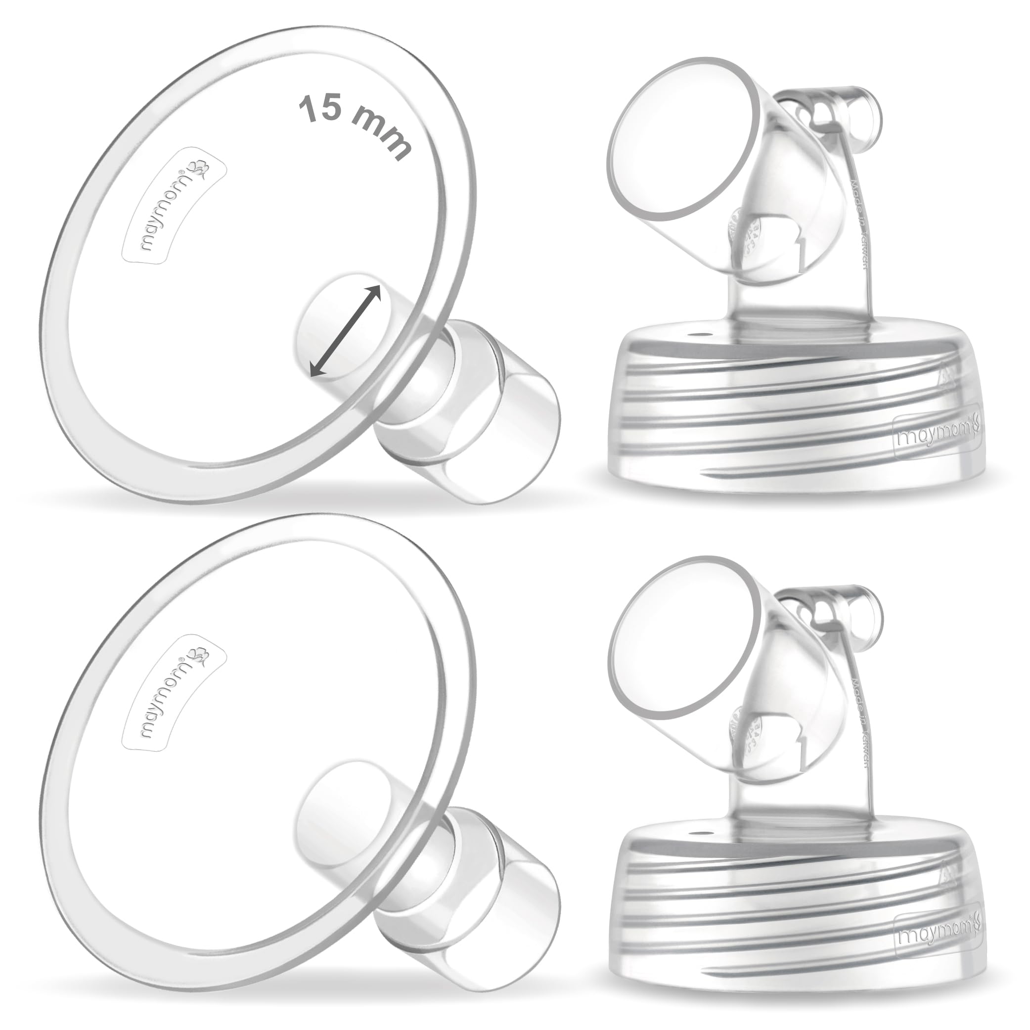 Maymom Two-Piece Wide Neck Pump Parts for Spectra S1/S2 Pumps; Incl Wide Mouth Flanges; Not Original Spectra Flange (15 mm Two Flanges)