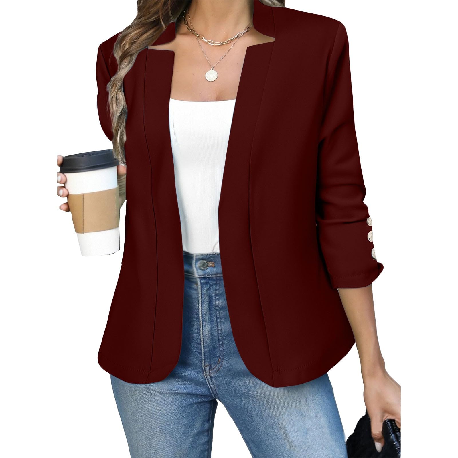 Business Blazers for Women Casual Open Front Long Sleeve Work Office Suit Dressy Lightweight Jackets Fall clothes 2025