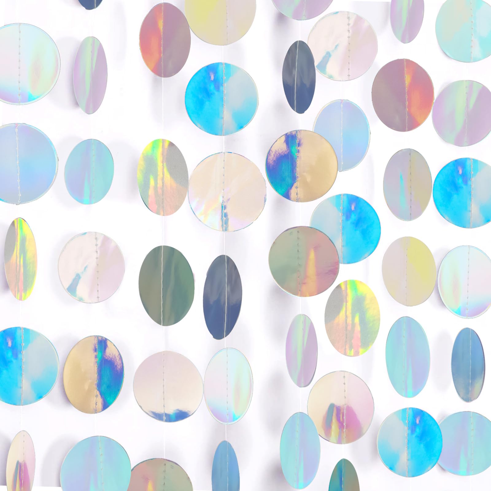 G2PLUS Iridescent Circle Paper Garland: 16M Hanging Party Decorations