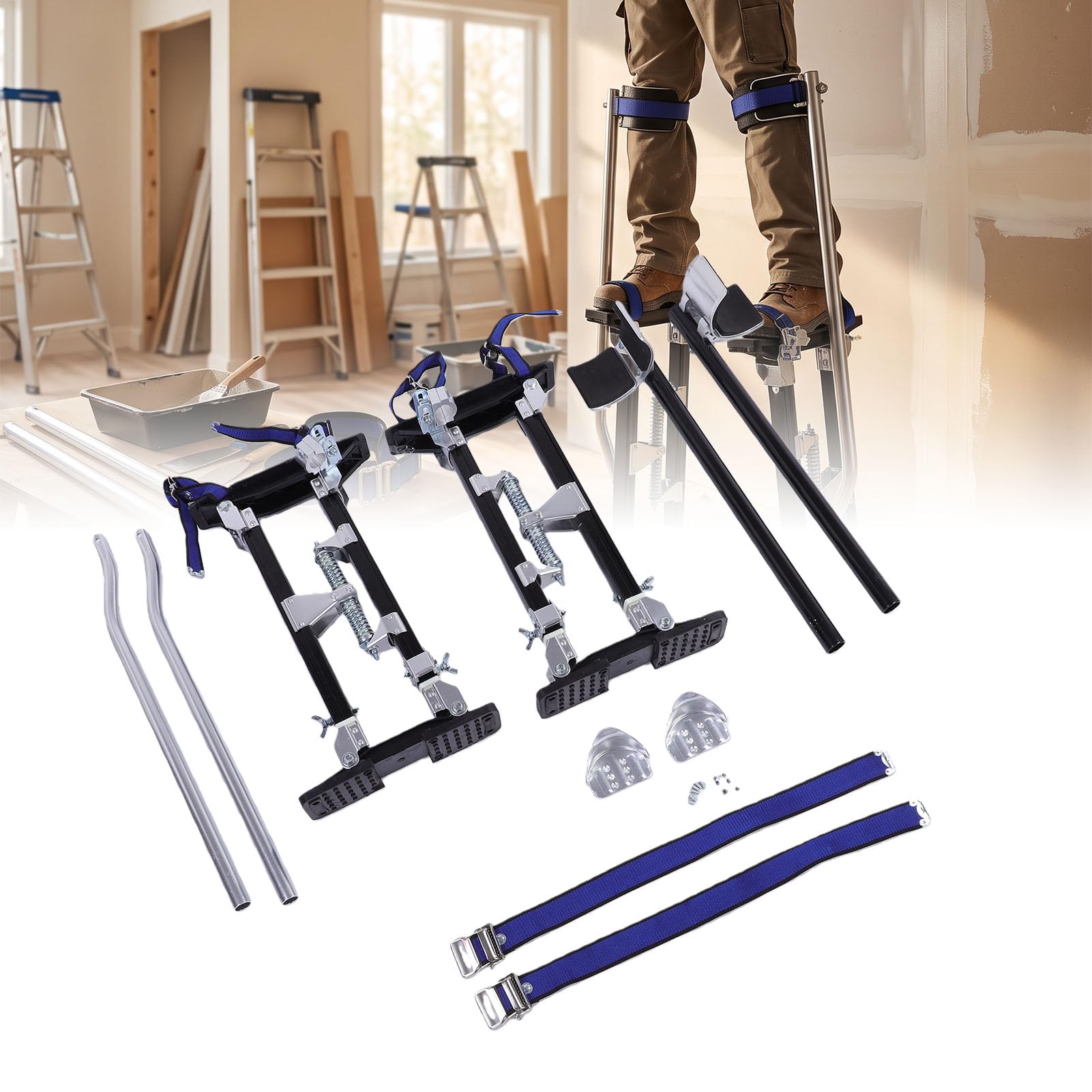Asixxsix 24-40 Inch Zancos Ajustables para Drywall (BLACK)