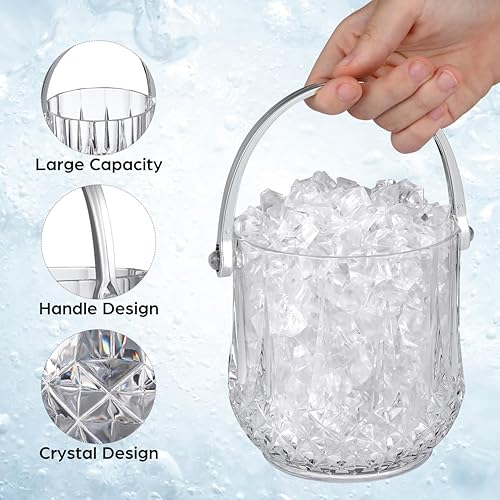 Miniatura 3 de Cabilock Cubo de hielo con asa y clip, cubo de hielo portátil de cristal de plástico para fiestas, cócteles, bares, hogar, bar de vinos, accesorios