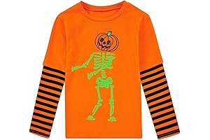 Boys Glow in The Dark Skeleton Pumpkin Halloween T-Shirt
