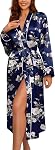 Ekouaer Robes de satin pour femmes manches longues Peignoir doux Léger Plein Longueur Vêtements de nuit Robes pour mariée