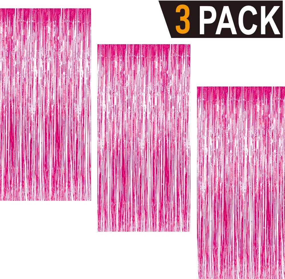 GOER 3.2 ft x 8.2 ft Metallic Tinsel Foil Fringe Curtains Party Photo Backdrop Party Streamers for Galentines Day,Birthday,Graduation,New Year Eve Decorations Wedding Decor (3 Pcs - Image 3