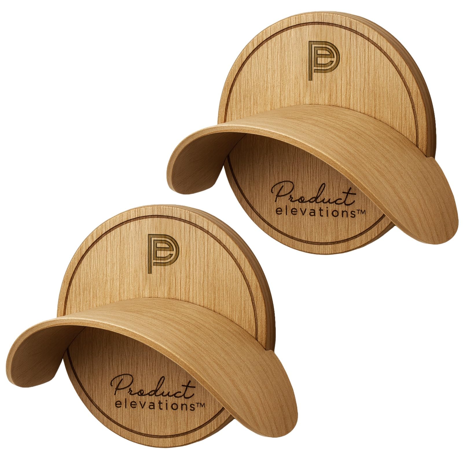 Product Elevations Wooden Hat Rack for Wall Set of 2 – Cowboy Hat Hanger for Fedoras, Caps & Wide Brim Hats – Curved Hooks Preserve Hat Shape –