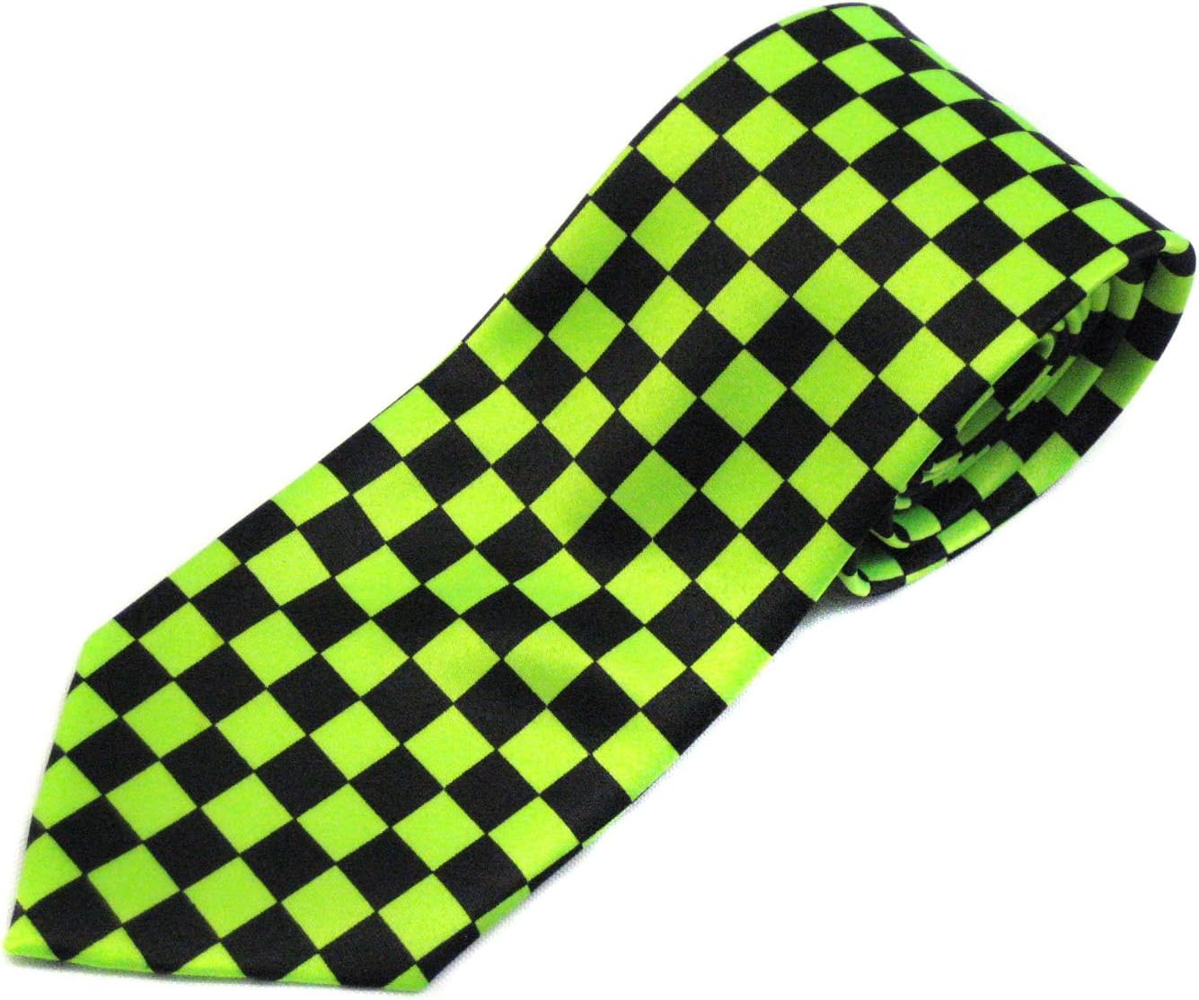 Punk Checkeres Pattern Tie Black/Green