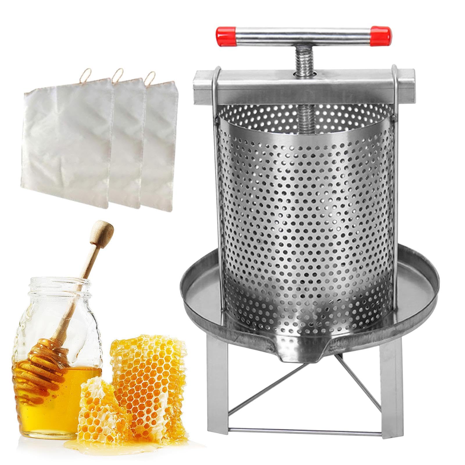 Honigschleuder Manuell, Edelstahl Honigpresser, Manuelle Honigschleuder, Bienenwachs-Extraktor, Manuelle Honigextraktionsausrüstung, Wein, Fruchtwachs