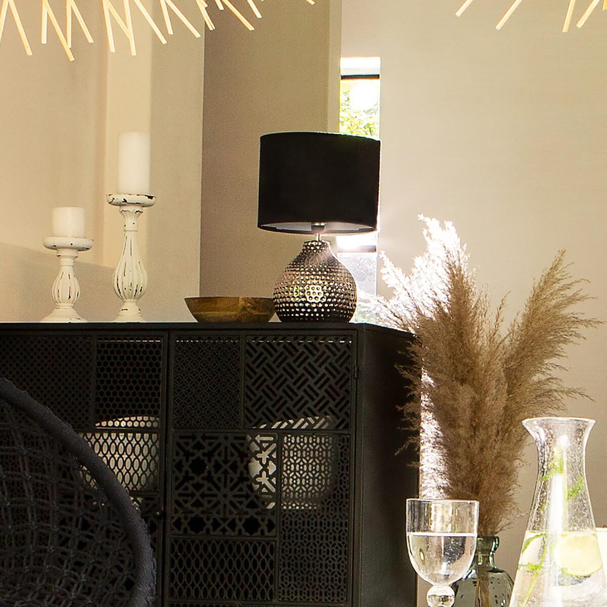 Atmosphera - Lámpara 'Mozo' plata - cerámica A. 38 cm