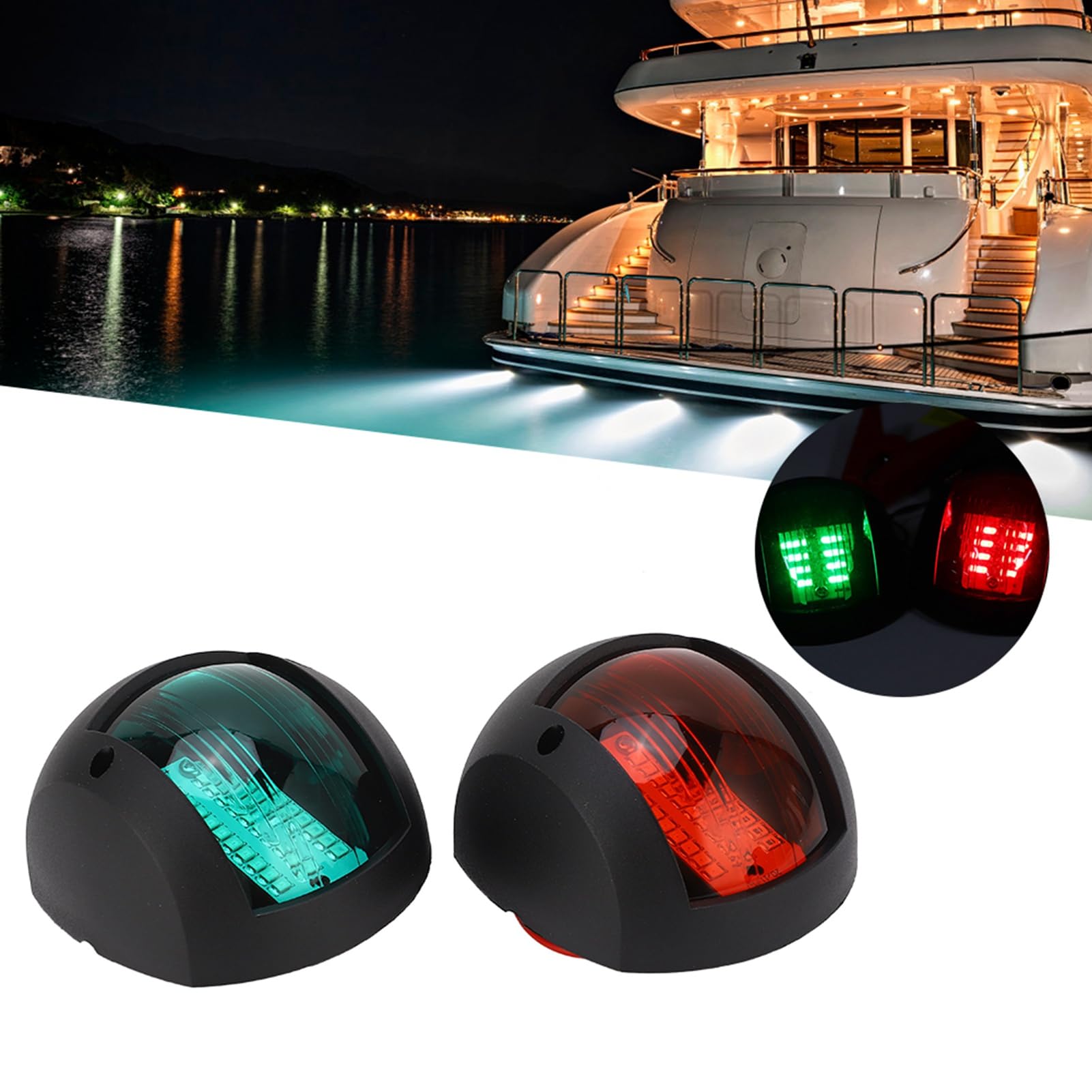 KIMISS Luci di Navigazione LED per Barca - 2 Pezzi Verde e Rosso, Impermeabili per Yacht e Barche a Vela
