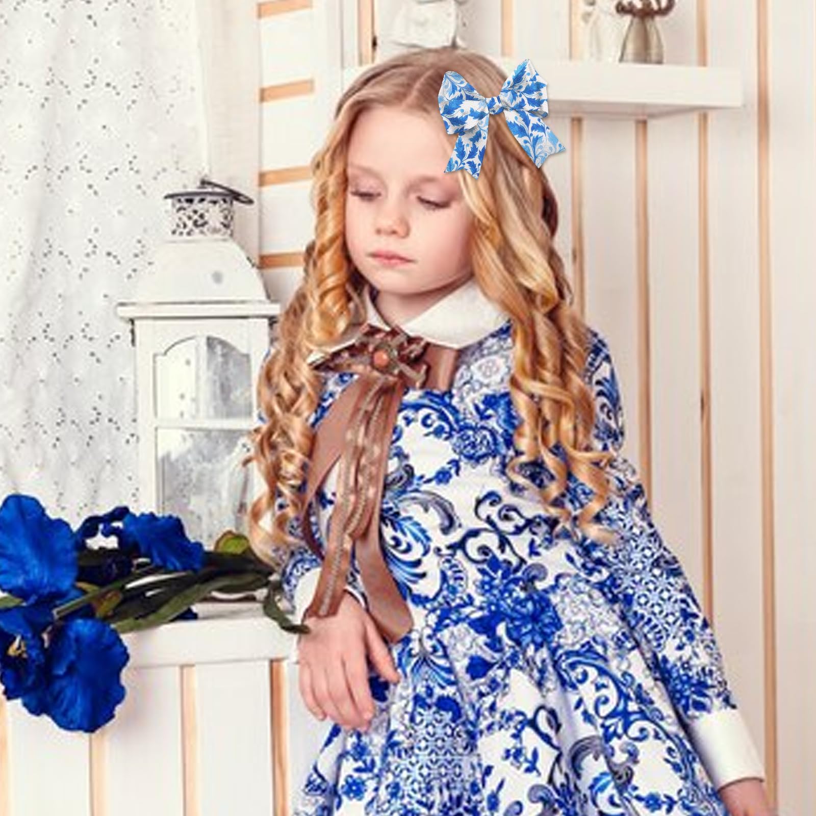 Amazon.com: Spring Blue Porcelain Wired Ribbon for Wreath Bows