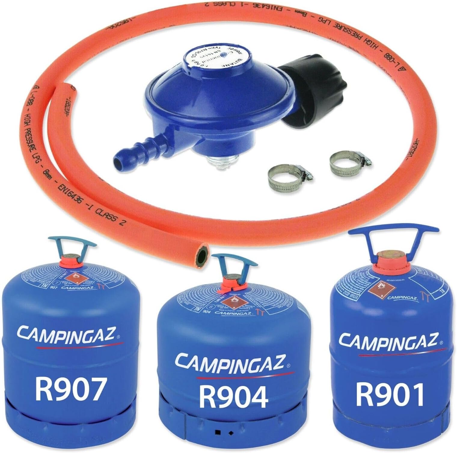 Camping gas Type 30Mbar Gas Regulator With 1M Hose + 2 Clips Fits 907 904 901 for CAMPINGAZ Gas Cylinders