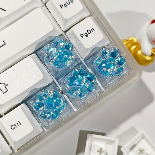 4 teclas de pegamento por goteo, lindas teclas de retroiluminación de garra de gato, teclas de flecha de bricolaje WASD, repuesto para teclado