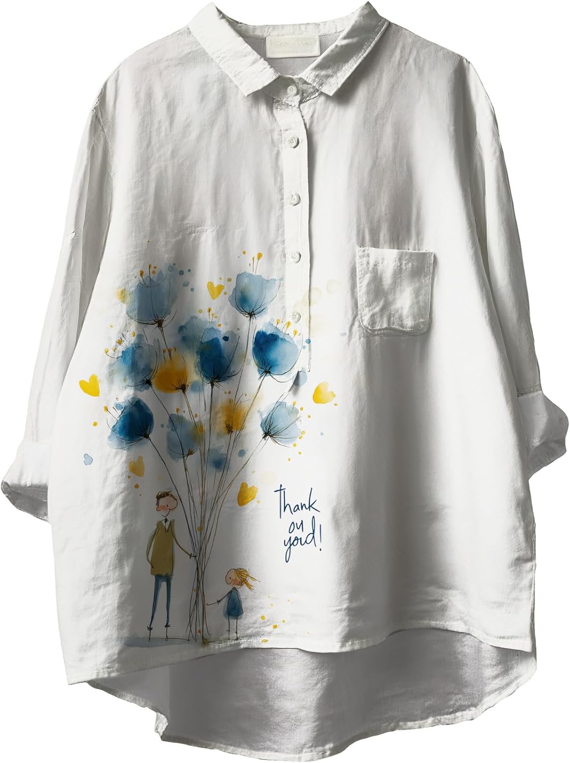 Womens Boho Shirts Button 3/4 Sleeve Blouses Hawaii Mushroom Floral Print Casual Fall Tunic Tops Plus Size