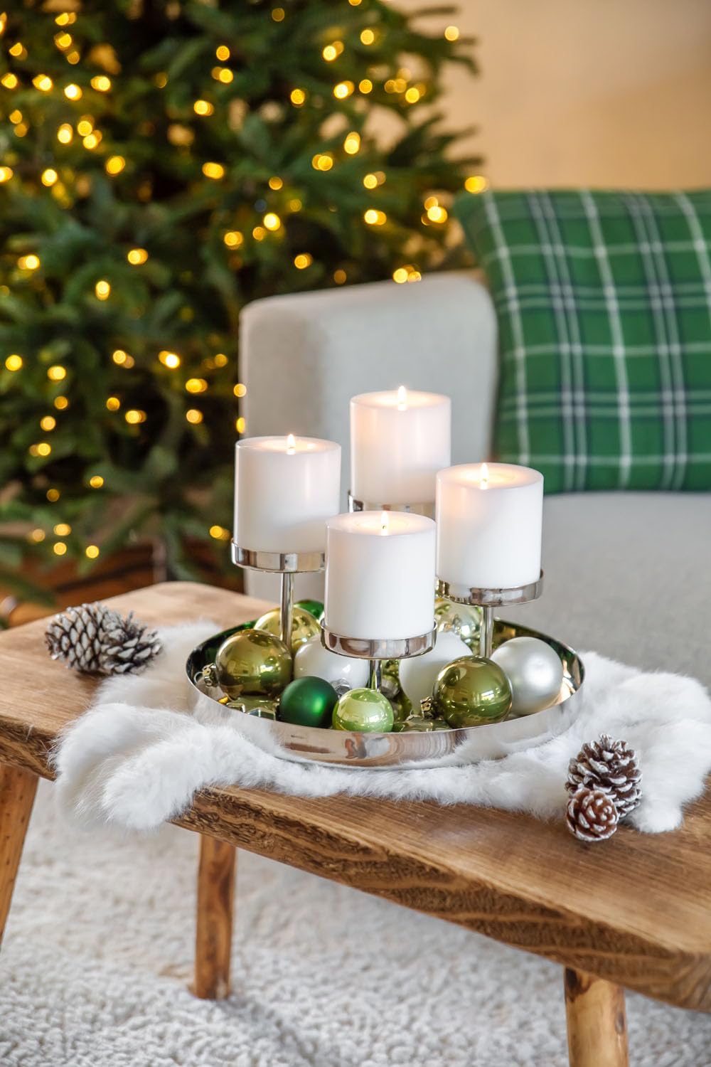 EDZARD Adventskranz Marbella (Ø 31 cm, H 16 cm), Edelstahl