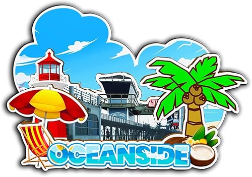 Oceanside - Imán de madera para nevera, diseño 3D de California, Estados Unidos, para viajes, coleccionables, recuerdos, decoración hecha a mano