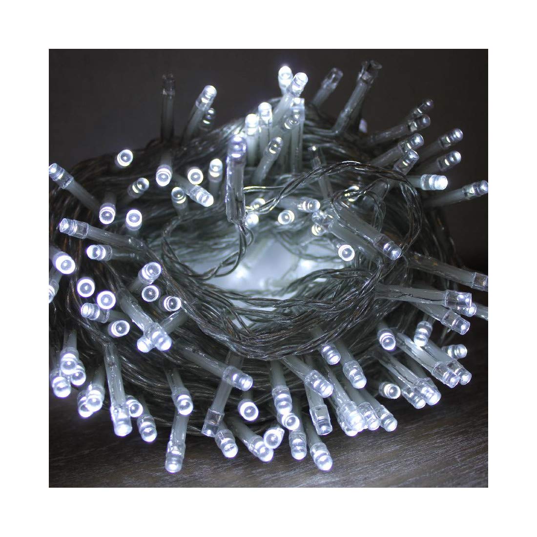 Best Artificial 100 Bright White LED's Clear Cable Connectable Outdoor Christmas Waterproof String Lights (10m) with Low Voltage Plug — image 1