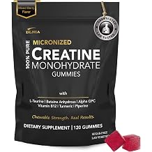 Creatine Monohydrate Gummies for Men & Women - Sugar Free & Vegan Advanced Formula W/L-Taurine + Vitamin B12 - for Muscle Strength, Muscles Builder, Recovery 120 Count Pack of 1, Mixed Berry