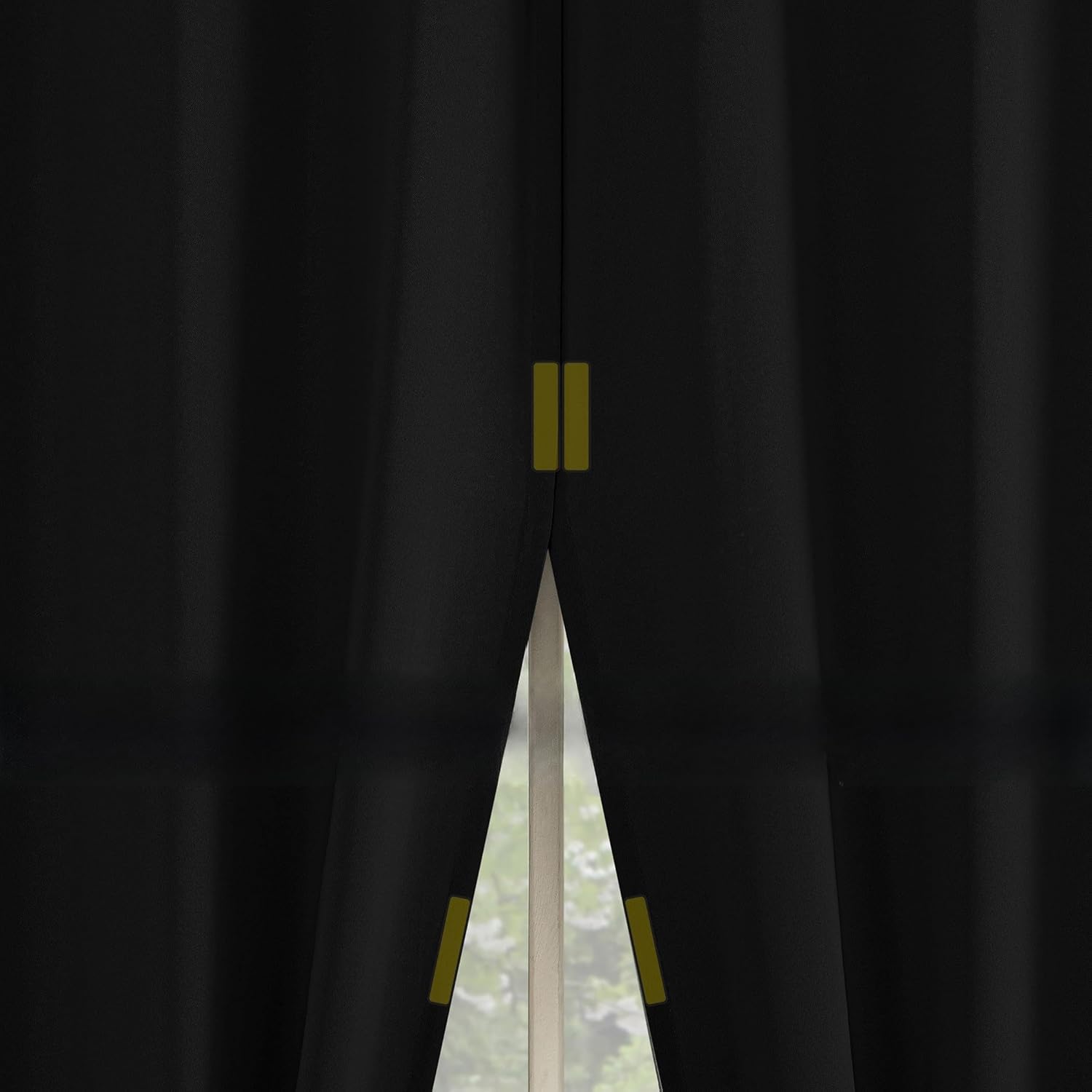 No. 918 Mendoza 2-Pack Magnetic Closure Energy Saving Grommet Curtain Panel Pair, Black, 54" W x 63" L (2 Panels)