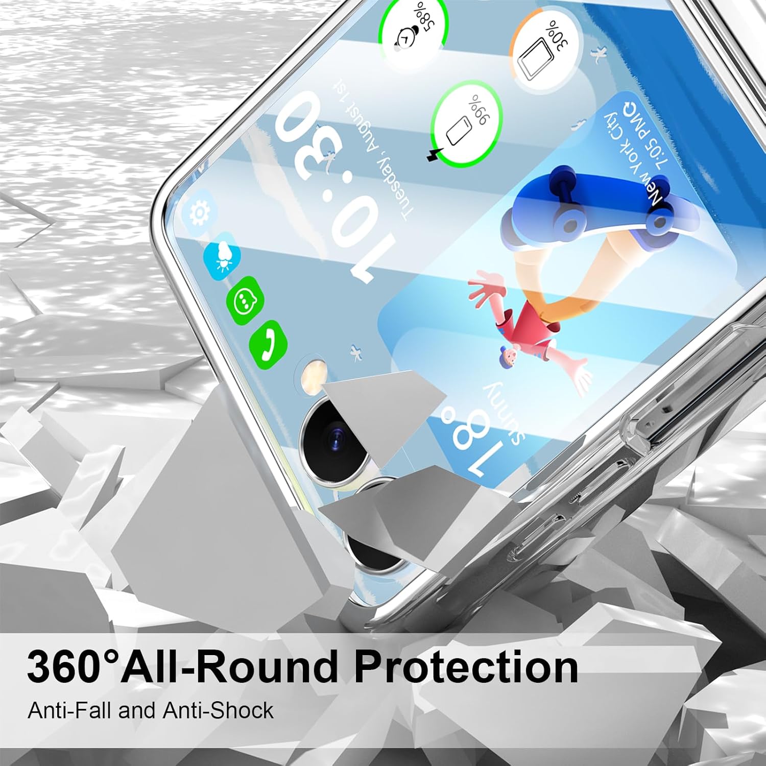 Designed for Z Flip 7 Case Clear,Compatible with MagSafe, Built-in Kickstand & Screen Protector & Hinge Protection, Slim Protective Phone Case Plating Cover for Samsung Galaxy Z Flip 7 (Clear Silver)