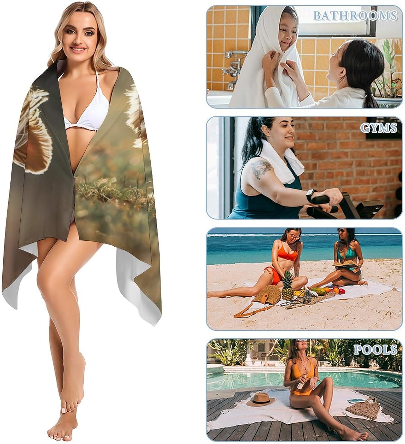 Cute Yorkshire Terrier Dog Bath Towel Beach Towels Quick Dry Oversized Bath Blanket Highly Absorbent Towel for Women Men 160x80cm