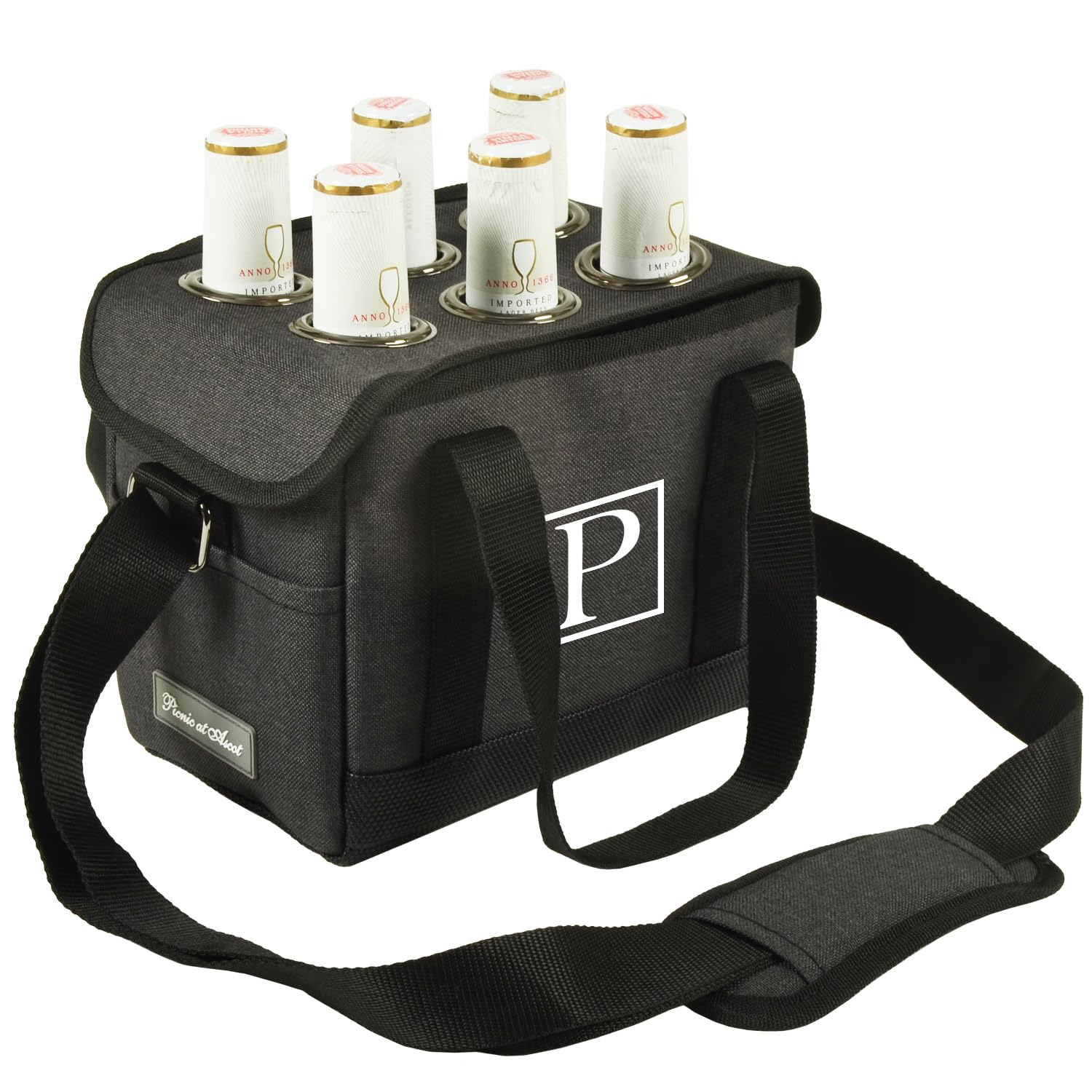 Picnic at Ascot Personalized Monogrammed Insulated Six Bottle Beer Caddy with Opener