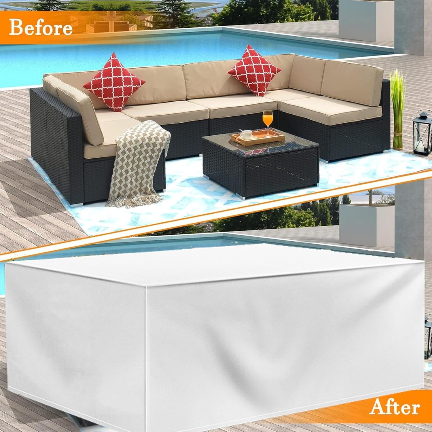 Outdoor Furniture Covers Waterproof Table 79x71x41in/LxWxH Outdoor Sofa Covers Waterproof Tear-Resistant - Heavy Duty Patio Furniture Covers