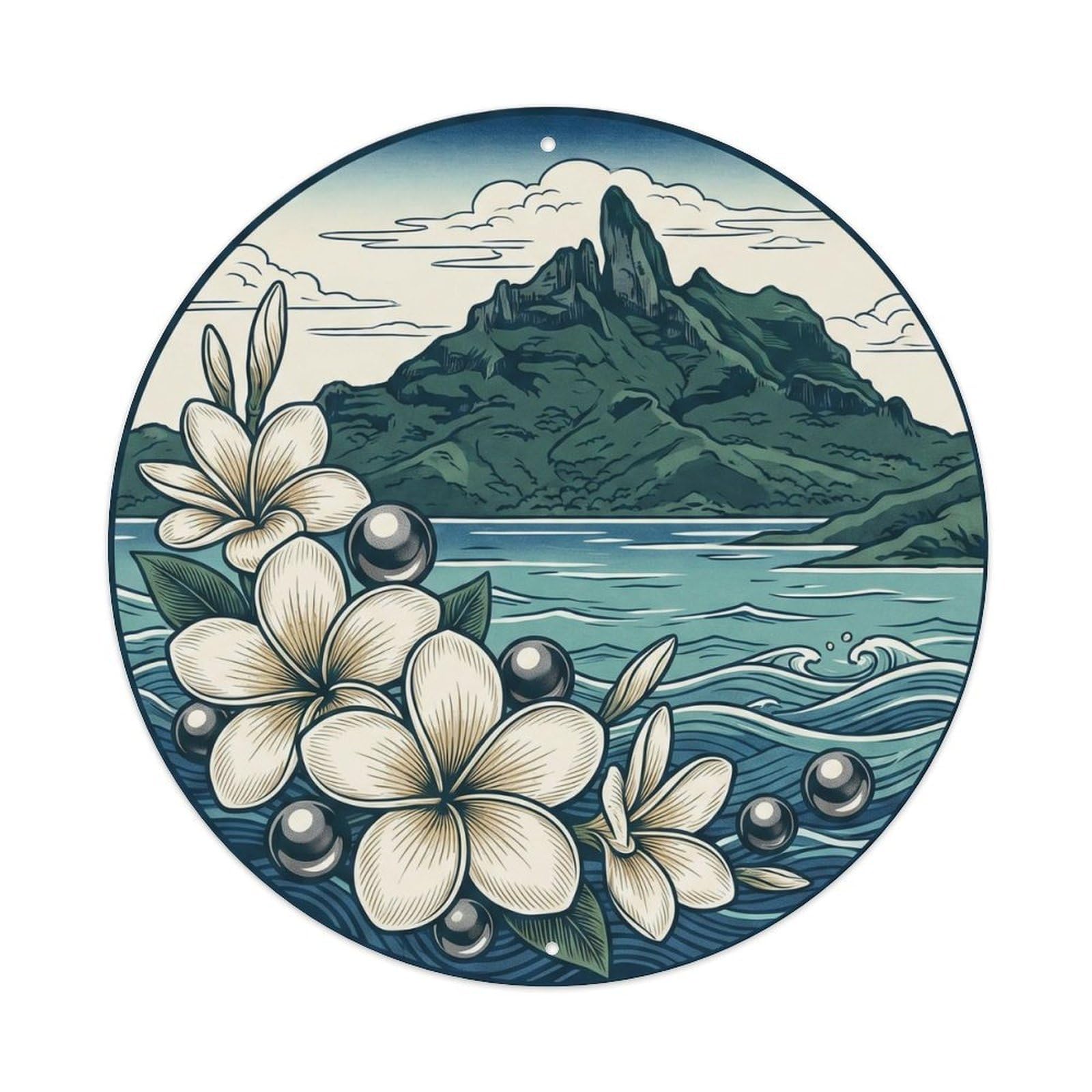 Olhnbad Style Tiare Borabora Otemanu Lagoon Pearl Culture Metal Tin Sign