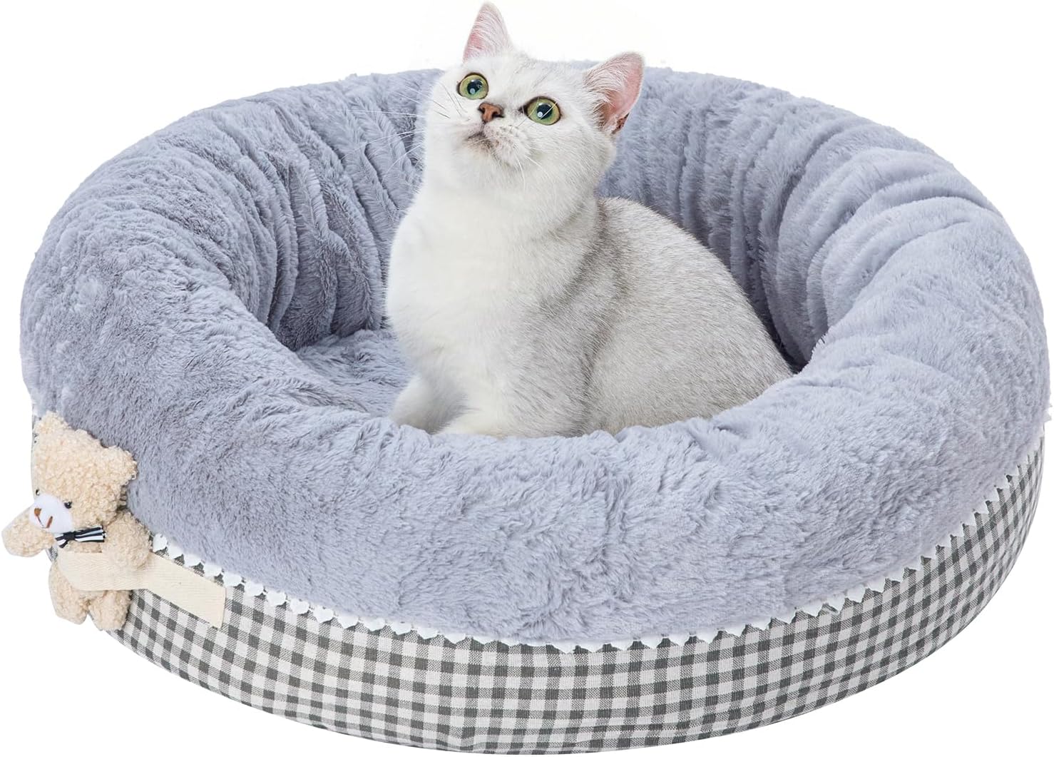 Jiupety Calming Donut Cat Bed for Indoor Cats, Washable