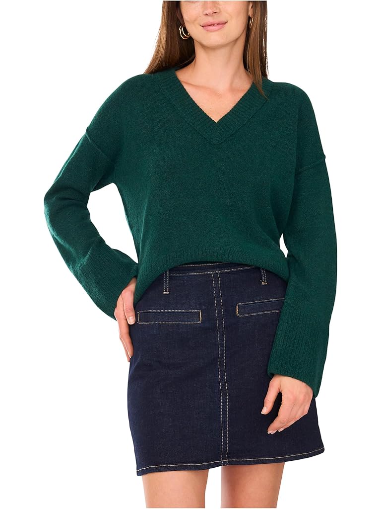 Blue Vince Camuto Wide Sleeve High-Low V-Neck