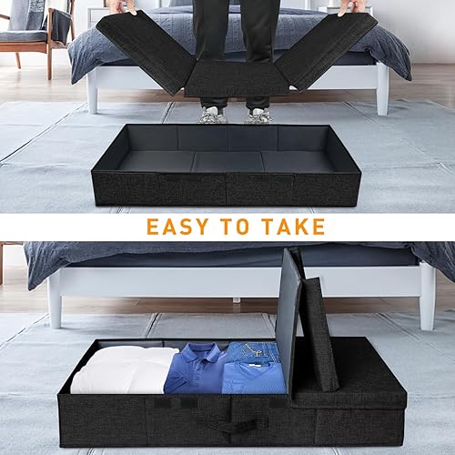 Miniatura 9 de punemi Almacenamiento debajo de la cama con tapas, paquete de 2 contenedores de almacenamiento rosas para niñas e hija, caja organizadora de cajones