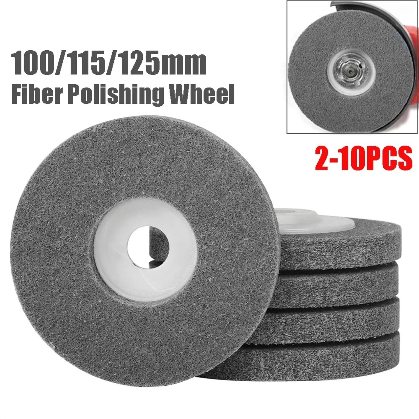 Disco de lijado abrasivo de rueda de pulido de fibra de nailon de 100/115/125mm for amoladora angular herramienta abrasiva de limpieza de vidrio for carpintería de Metal(5pcs,115mm)
