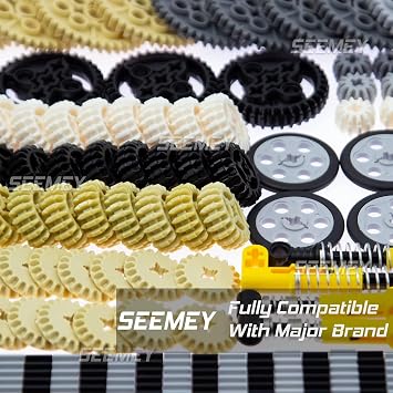 SEEMEY 184PCS Gear and Axle Set for Technic Parts Compatible with Lego Technic Parts, DIY Gears Assortment Pack((Liftarm, Pins, Axles, Connectors)) for Technic Building Blocks Set(Random Color)