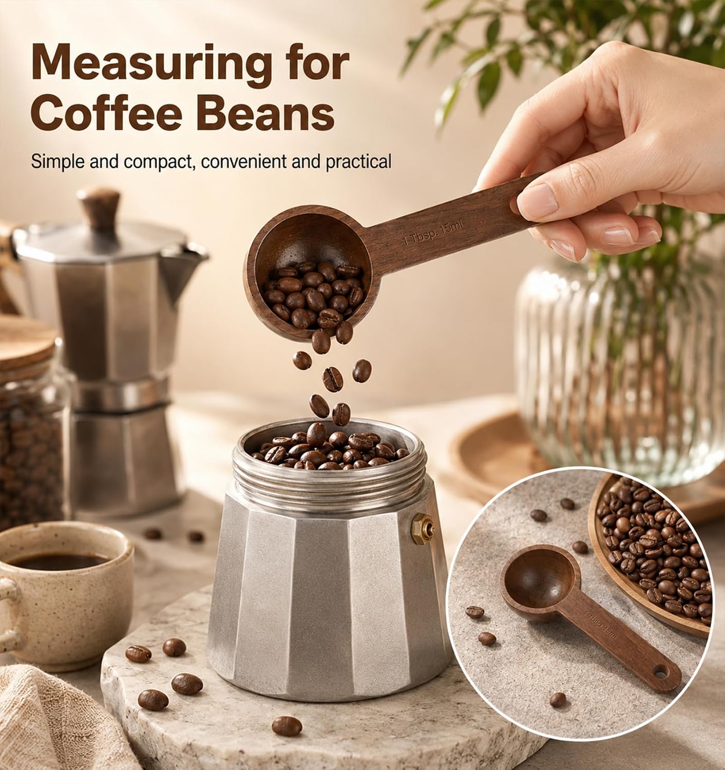 1 Pcs Wooden Tablespoon, Wooden Coffee Scoop