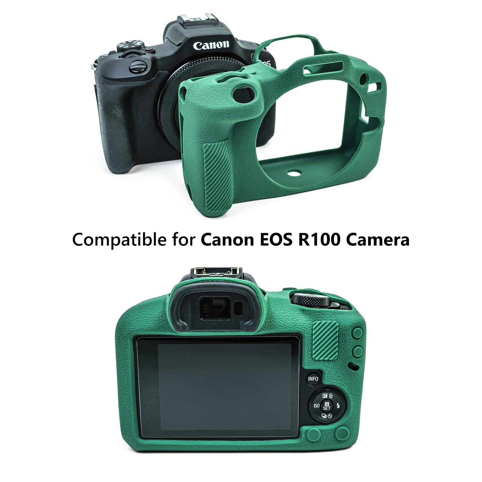 MUZIRI KINOKOO Canon EOS R100 etui, miękkie silikonowe etui ochronne do aparatu bezlusterkowego Canon EOS R100/EOSR100, odporne na zarysowania, smukłe etui silikonowe R100, zielone