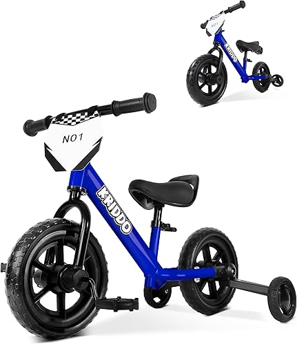 Miniatura 10 de KRIDDO Triciclo 2 en 1 para niños y bicicleta de equilibrio para niños de 2 años, pedales desmontables y ruedas de entrenamiento guardables, placa