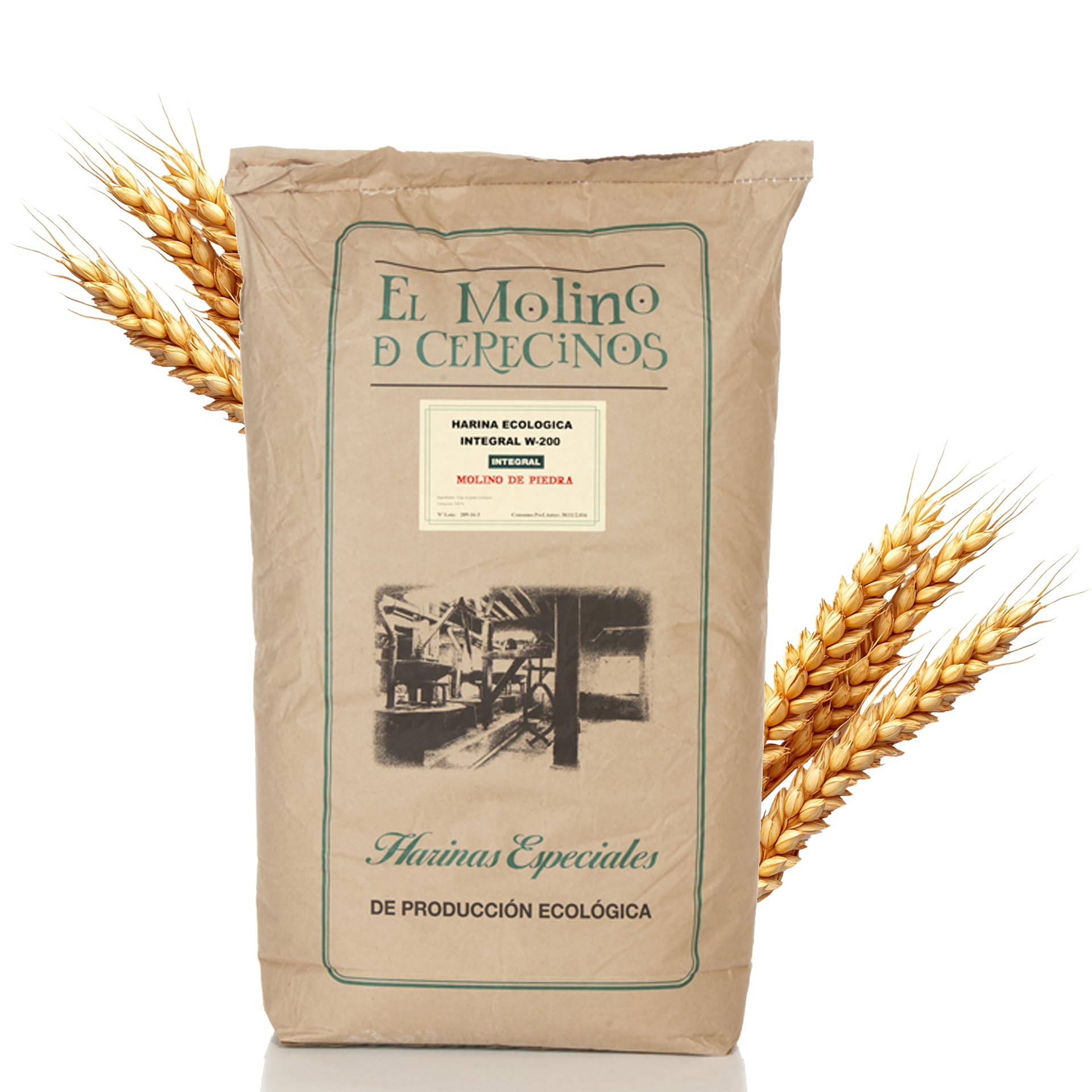 Harina de Trigo Ecológica Integral | Molida En Piedra | Trigos Ecológicos Certificados | Harina De Fuerza Equilibrada W-200, Alta en Fibra | Harina Ecológica Ideal Para Recetas Saludables | 25 Kg
