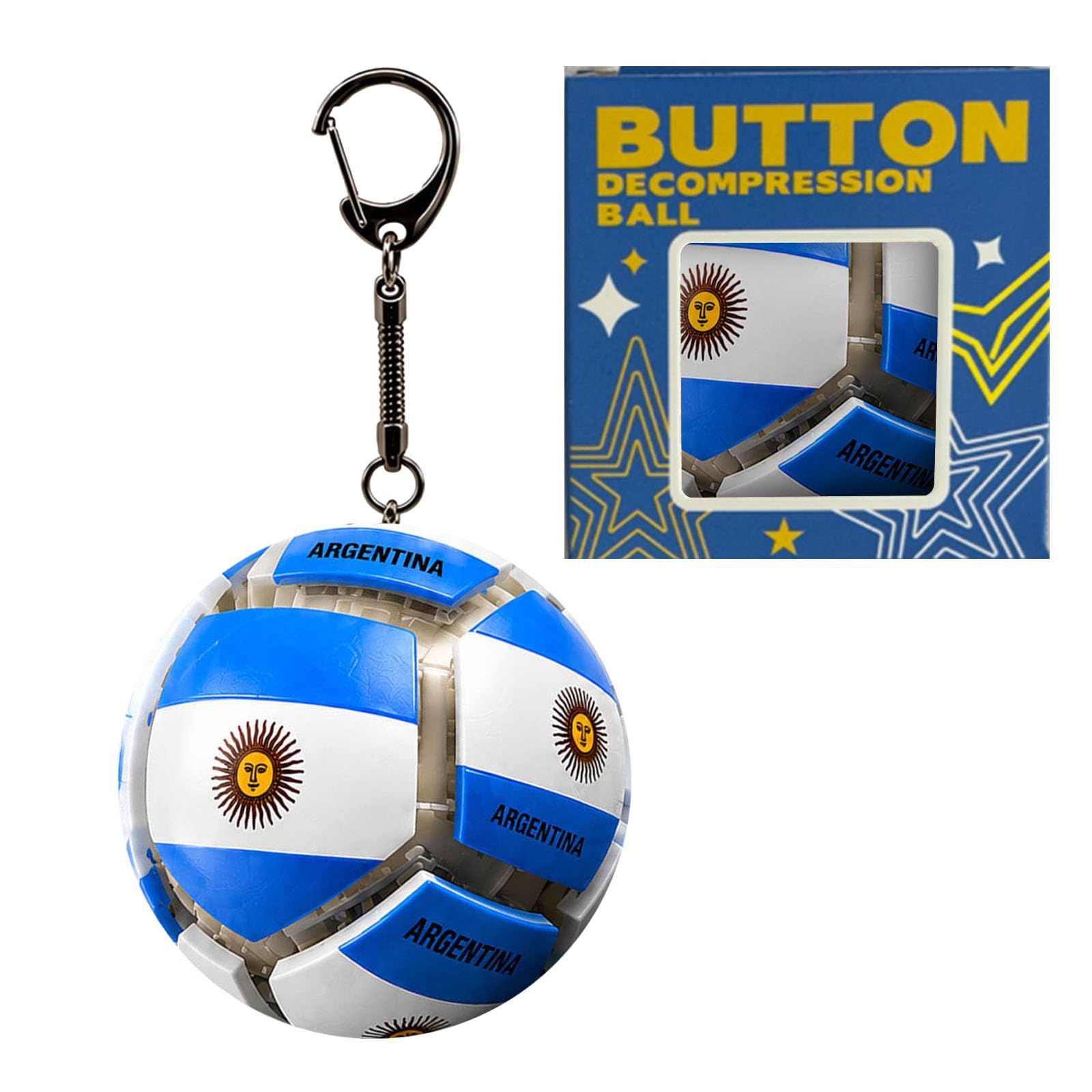 2026 Interactive Light & Sound Soccer Ball Fidget Keychain, Country Flag Printed Stress Relief Football Toy, Press-Activated Anti-Anxiety Toy for Office, School and Travel â image 1