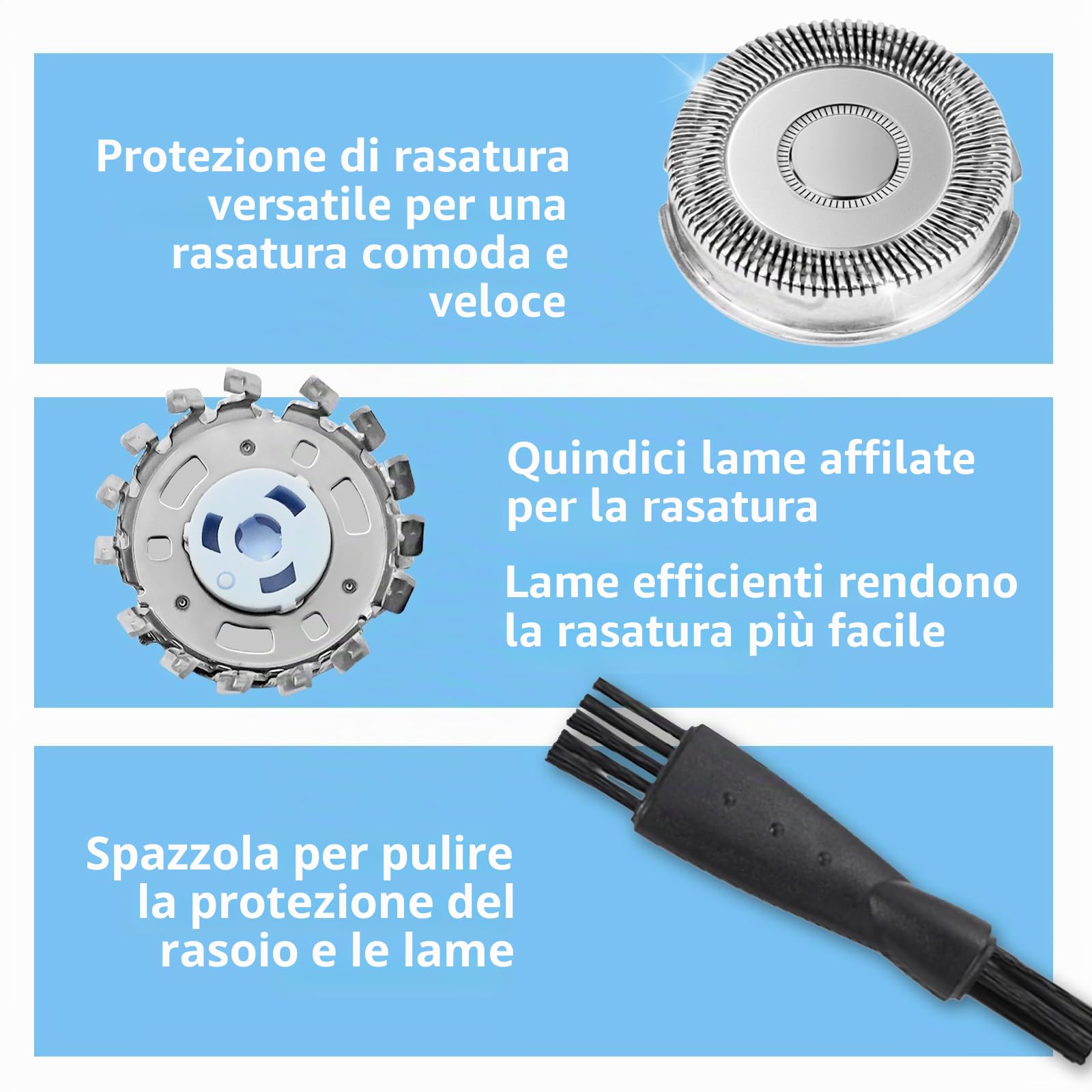 Set di 6 testine di ricambio per rasoio SH71, per Rasoi Serie 7000 (S7XXX) e Serie Angolare 5000 (S55XX) S5531/S5532/S5533/S5536/S5830/S6600 e S6800