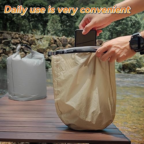 Miniatura 6 de HIKEMAN Bolsa seca impermeable  Bolsa seca ultraligera, bolsas de secado al aire libre, paquete de 3 bolsas para viajes, natación, rafting,