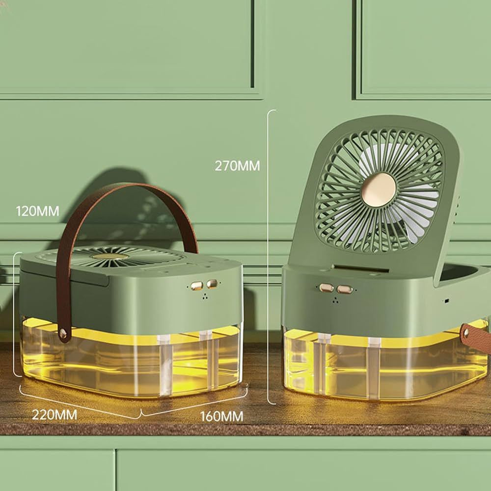 ポータブル小型デスクファン 家庭用加湿スプレー水冷ファンLED