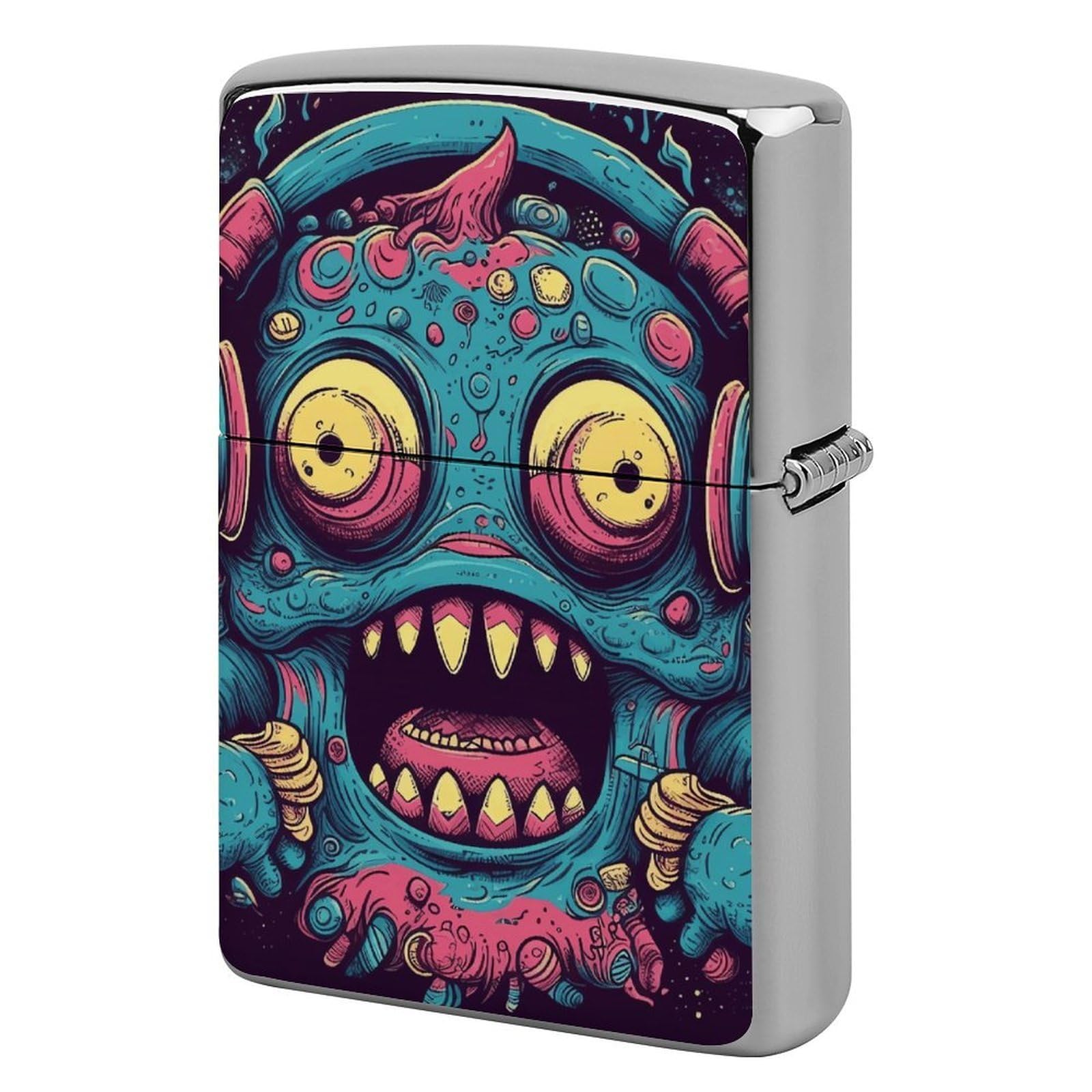 Love Music Monster Lighter Cover for Men, Personalized Lighter Case for Birthday Gift, Flip-Top Lighters Protective Cover, Portable Lighters Shell for Outdoor, Travel