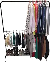 Arara Dupla Para Roupas Com Sapateira - 100% Aço - Suporta 180 Cabides (Preto)